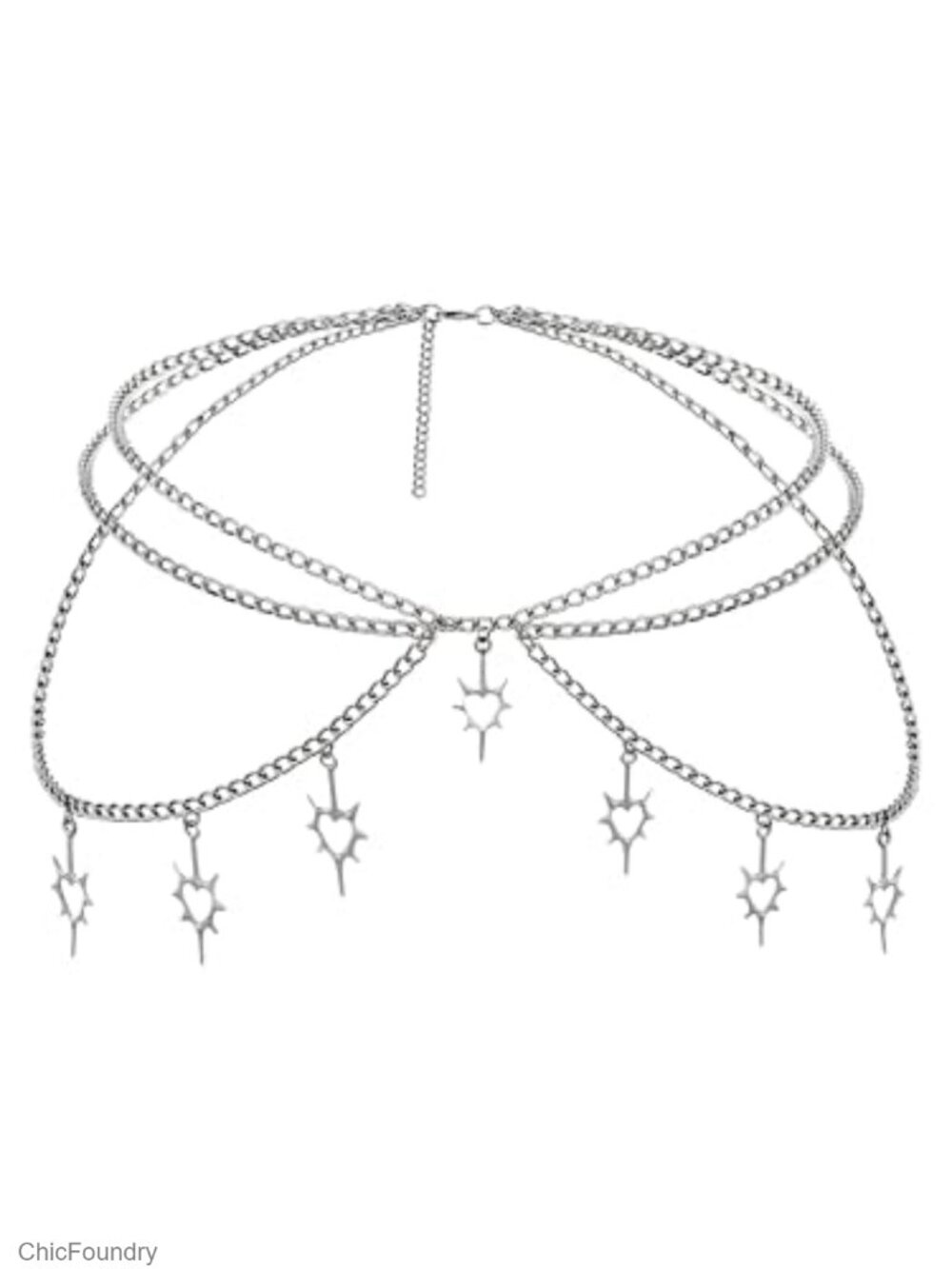 Gothic Punk Grunge Adjustable Waist Chain Belt for Women Y2K Heart Charm